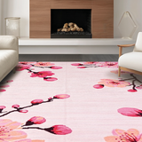 Ultra Soft Area Rug, Non Slip, Stain Resistant, Washable Area Rugs for Living Room, Bedroom, Whimsical Floral Abstract Design(Pink)