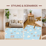 Ultra Soft Area Rug, Non Slip, Stain Resistant, Washable Area Rugs for Living Room, Bedroom, Joyful Animal Friends Concept(Blue)