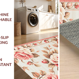 Ultra Soft Area Rug, Non Slip, Stain Resistant, Washable Area Rugs for Living Room, Bedroom, Vibrant Soft Bloom Motif(Beige)