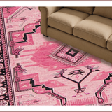 Ultra Soft Area Rug, Non Slip, Stain Resistant, Washable Area Rugs for Living Room, Bedroom, Rustic Pink Cowgirl Boots Motif(Pink)