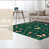 Ultra Soft Area Rug, Non Slip, Stain Resistant, Washable Area Rugs for Living Room, Bedroom, Artistic Floral Low Pile Living Room Rug(Green)