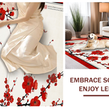 Ultra Soft Area Rug, Non Slip, Stain Resistant, Washable Area Rugs for Living Room, Bedroom, Artistic Multicolored Floral Composition(Red)
