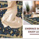 Ultra Soft Area Rug, Non Slip, Stain Resistant, Washable Area Rugs for Living Room, Bedroom, Artistic Gold-Like Decorative Elements(Blue)