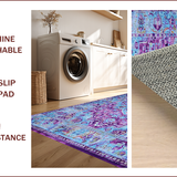 Ultra Soft Area Rug, Non Slip, Stain Resistant, Washable Area Rugs for Living Room, Bedroom, Vibrant Boho Geometric Fusion(Blue)