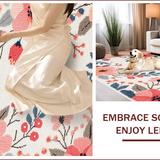 Ultra Soft Area Rug, Non Slip, Stain Resistant, Washable Area Rugs for Living Room, Bedroom, Neutral Floral Playroom Soft Faux Wool Area Carpet(Ivory)