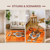 Ultra Soft Area Rug, Non Slip, Stain Resistant, Washable Area Rugs for Living Room, Bedroom, Whimsical Tibetan Style Floor Decor(Orange)
