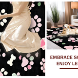 Ultra Soft Area Rug, Non Slip, Stain Resistant, Washable Area Rugs for Living Room, Bedroom, Cute Cartoonish Paw Flare(Black)