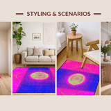 Ultra Soft Area Rug, Non Slip, Stain Resistant, Washable Area Rugs for Living Room, Bedroom, Bold Galactic Whimsical Pattern(Pink)