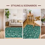 Ultra Soft Area Rug, Non Slip, Stain Resistant, Washable Area Rugs for Living Room, Bedroom, Rustic Linear Artful Composition(Green)