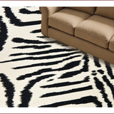 Ultra Soft Area Rug, Non Slip, Stain Resistant, Washable Area Rugs for Living Room, Bedroom, Luxury Shag Bedroom Rug Zebra Pattern Plush Easy Care(Black)