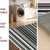 Ultra Soft Area Rug, Non Slip, Stain Resistant, Washable Area Rugs for Living Room, Bedroom, Graphic Dual-Tone Stripe with Evenly Spaced Parallel Lines in Classic Hues(Black)