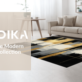 Ultra Soft Area Rug, Non Slip, Stain Resistant, Washable Area Rugs for Living Room, Bedroom, Luxurious Gold-Infused Graphic Style(Gold)