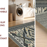 Ultra Soft Area Rug, Non Slip, Stain Resistant, Washable Area Rugs for Living Room, Bedroom, Rustic Textured Contrast Elements(Black)
