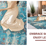Ultra Soft Area Rug, Non Slip, Stain Resistant, Washable Area Rugs for Living Room, Bedroom, Rustic Geometric Earthy Tones(Blue)