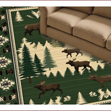 Ultra Soft Area Rug, Non Slip, Stain Resistant, Washable Area Rugs for Living Room, Bedroom, Rustic Earthy Wildlife Motifs(Green)