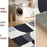 Ultra Soft Area Rug, Non Slip, Stain Resistant, Washable Area Rugs for Living Room, Bedroom, Contemporary Silver Abstract Composition(Black)