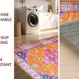 Ultra Soft Area Rug, Non Slip, Stain Resistant, Washable Area Rugs for Living Room, Bedroom, Contemporary Lattice Pattern Charm(Orange)
