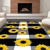 Ultra Soft Area Rug, Non Slip, Stain Resistant, Washable Area Rugs for Living Room, Bedroom, Seasonal Cheerful Sunflower Theme(Yellow)