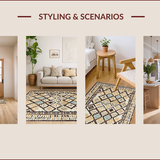 Ultra Soft Area Rug, Non Slip, Stain Resistant, Washable Area Rugs for Living Room, Bedroom, Rustic Textured Diamond Motif(Beige)