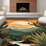 Ultra Soft Area Rug, Non Slip, Stain Resistant, Washable Area Rugs for Living Room, Bedroom, Vibrant Earthy Sun Moon Pattern(Orange)