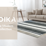 Ultra Soft Area Rug, Non Slip, Stain Resistant, Washable Area Rugs for Living Room, Bedroom, Black and White Striped Rug, Digital Print Design(Black)