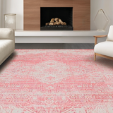 Ultra Soft Area Rug, Non Slip, Stain Resistant, Washable Area Rugs for Living Room, Bedroom, Charming Abstract Floral Fusion(Pink)