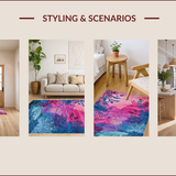 Ultra Soft Area Rug, Non Slip, Stain Resistant, Washable Area Rugs for Living Room, Bedroom, Unique Textured Rustic Design(Pink)