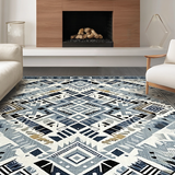 Ultra Soft Area Rug, Non Slip, Stain Resistant, Washable Area Rugs for Living Room, Bedroom, Sophisticated Lattice Gray Visual Piece(Blue)