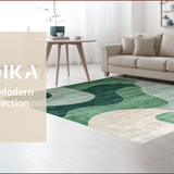 Ultra Soft Area Rug, Non Slip, Stain Resistant, Washable Area Rugs for Living Room, Bedroom, Subtle Gray Tiled Composition(Green)