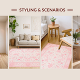 Ultra Soft Area Rug, Non Slip, Stain Resistant, Washable Area Rugs for Living Room, Bedroom, Soft Rustic Leafy Patterns(Beige)