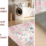 Ultra Soft Area Rug, Non Slip, Stain Resistant, Washable Area Rugs for Living Room, Bedroom, Playful Garden Party Vibe(White)