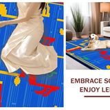 Ultra Soft Area Rug, Non Slip, Stain Resistant, Washable Area Rugs for Living Room, Bedroom, Joyful Tune Themed Artwork(Blue)
