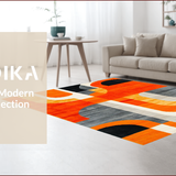 Ultra Soft Area Rug, Non Slip, Stain Resistant, Washable Area Rugs for Living Room, Bedroom, Retro Vibrant Abstract Curves(Orange)