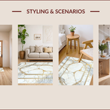 Ultra Soft Area Rug, Non Slip, Stain Resistant, Washable Area Rugs for Living Room, Bedroom, Ivory Gold Bedroom Area Rug for Minimalist Decor(White)