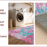 Ultra Soft Area Rug, Non Slip, Stain Resistant, Washable Area Rugs for Living Room, Bedroom, Distressed Tropical Abstract Elegance(Pink)