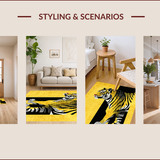 Ultra Soft Area Rug, Non Slip, Stain Resistant, Washable Area Rugs for Living Room, Bedroom, Striking Ethnic Tiger Print Aesthetic(Gold)