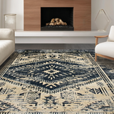 Ultra Soft Area Rug, Non Slip, Stain Resistant, Washable Area Rugs for Living Room, Bedroom, Rustic Vintage Tumbled Texture(Black)