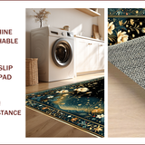 Ultra Soft Area Rug, Non Slip, Stain Resistant, Washable Area Rugs for Living Room, Bedroom, Mystical Celestial Floral Motif(Black)