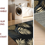 Ultra Soft Area Rug, Non Slip, Stain Resistant, Washable Area Rugs for Living Room, Bedroom, Contemporary Botanical Patterned Contrast(Black)