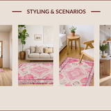 Ultra Soft Area Rug, Non Slip, Stain Resistant, Washable Area Rugs for Living Room, Bedroom, Modern Boho Abstract Patterns(Pink)