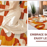 Ultra Soft Area Rug, Non Slip, Stain Resistant, Washable Area Rugs for Living Room, Bedroom, Retro Vibrant Abstract Composition(Orange)