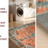 Ultra Soft Area Rug, Non Slip, Stain Resistant, Washable Area Rugs for Living Room, Bedroom, Elegant Distressed Patterned Delight(Orange)