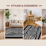 Ultra Soft Area Rug, Non Slip, Stain Resistant, Washable Area Rugs for Living Room, Bedroom, Whimsical Graphic Animal Pattern(Black)