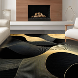 Ultra Soft Area Rug, Non Slip, Stain Resistant, Washable Area Rugs for Living Room, Bedroom, Stylish Monochrome Modern Artistry(Gold)