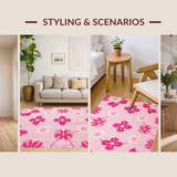 Ultra Soft Area Rug, Non Slip, Stain Resistant, Washable Area Rugs for Living Room, Bedroom, Lively Pink Nature Inspired Theme(Pink)
