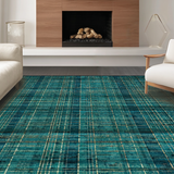 Ultra Soft Area Rug, Non Slip, Stain Resistant, Washable Area Rugs for Living Room, Bedroom, Striking Teal Rug, Modern Abstract Print(Blue)