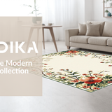 Ultra Soft Area Rug, Non Slip, Stain Resistant, Washable Area Rugs for Living Room, Bedroom, Radiant Soft Green Blossom Theme(Beige)
