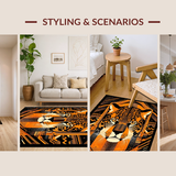 Ultra Soft Area Rug, Non Slip, Stain Resistant, Washable Area Rugs for Living Room, Bedroom, Eclectic Modern Nature Motif(Orange)