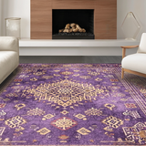 Ultra Soft Area Rug, Non Slip, Stain Resistant, Washable Area Rugs for Living Room, Bedroom, Contemporary Textured Color Burst(Purple)