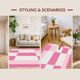 Ultra Soft Area Rug, Non Slip, Stain Resistant, Washable Area Rugs for Living Room, Bedroom, Fun Geometric Learning Pattern(Pink)